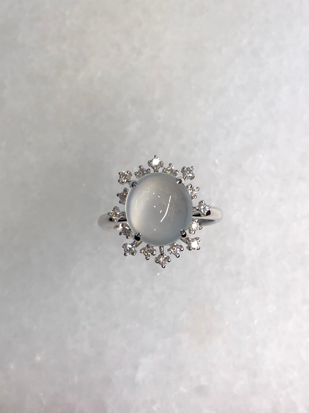 Icy Jadeite Cabochon Ring