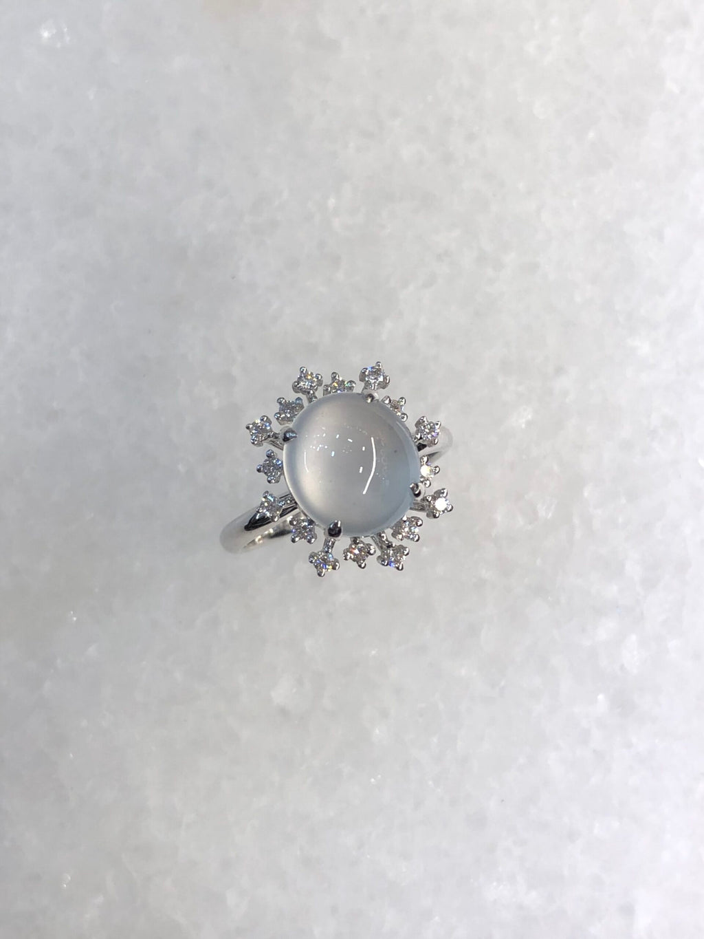 Icy Jadeite Cabochon Ring (Glassy Variety)