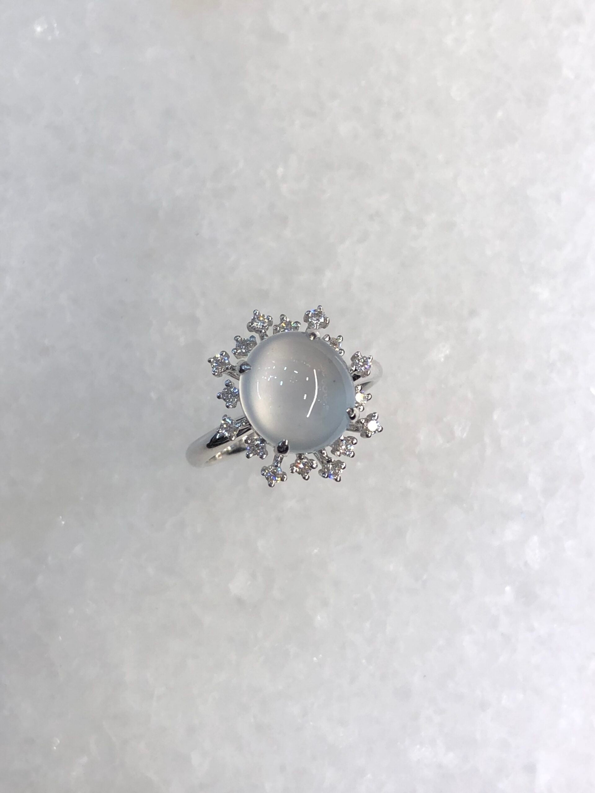 Icy Jadeite Cabochon Ring (Glassy Variety)