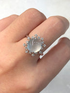 Icy Jadeite Cabochon Ring