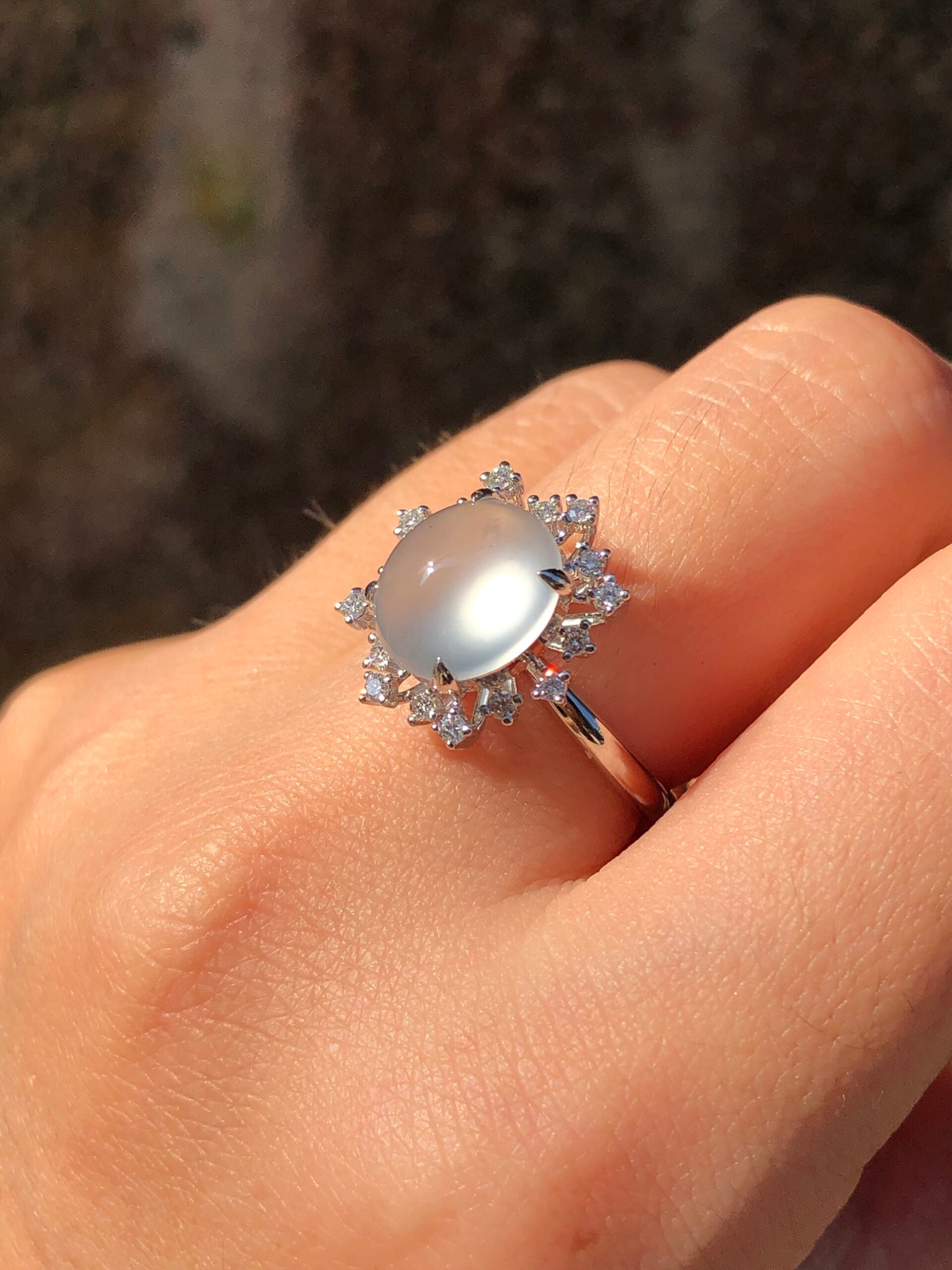 Icy Jadeite Cabochon Ring