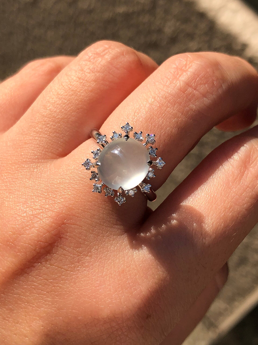 Icy Jadeite Cabochon Ring