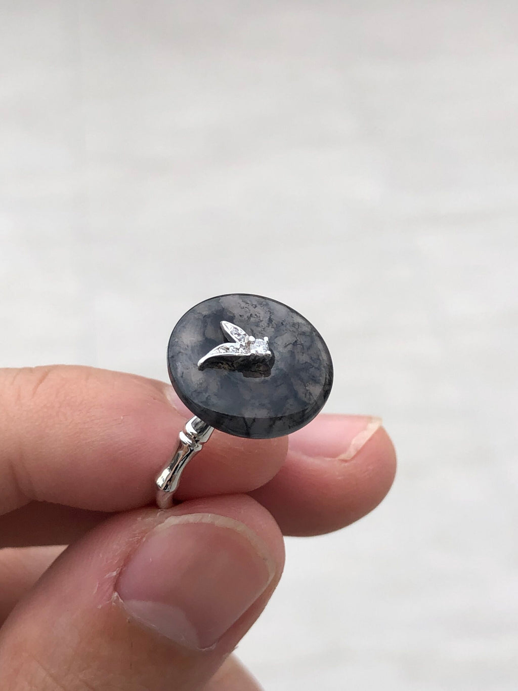 Icy Wuji Black Jadeite Ring