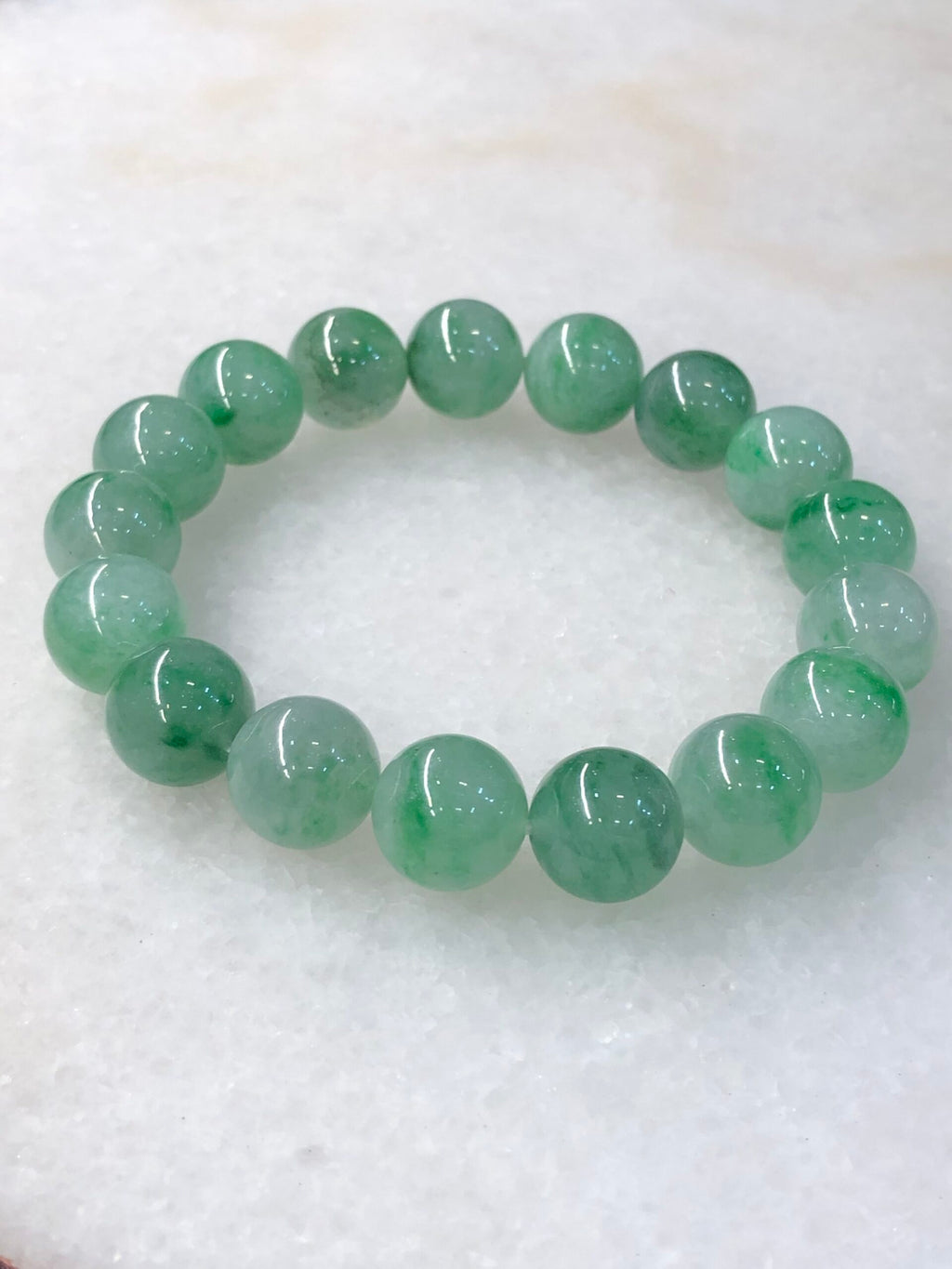Icy Green Jadeite Beads Bracelet