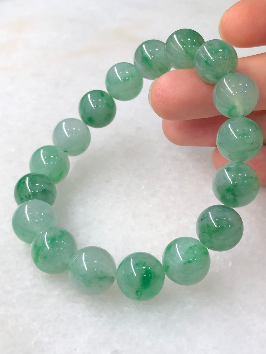 Icy Green Jadeite Beads Bracelet