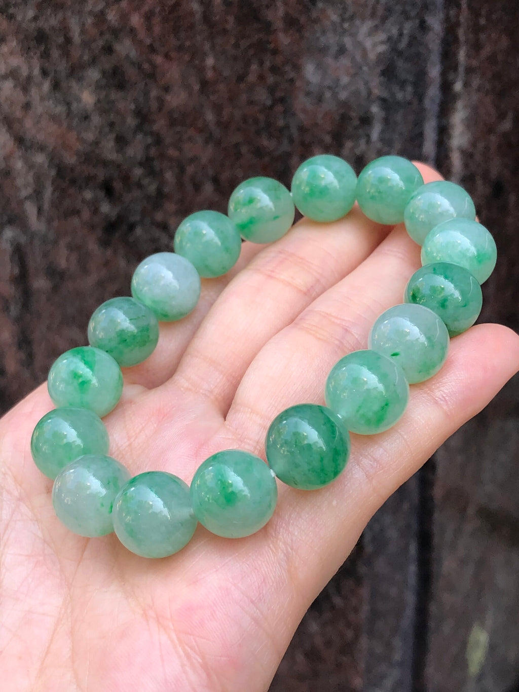 Icy Green Jadeite Beads Bracelet