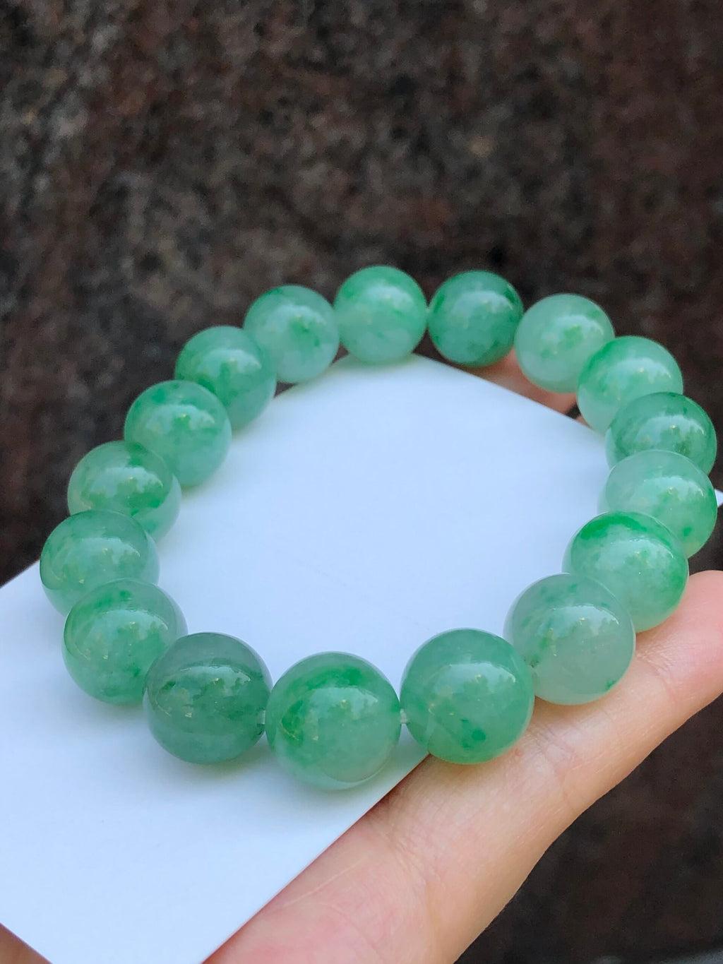 Icy Green Jadeite Beads Bracelet