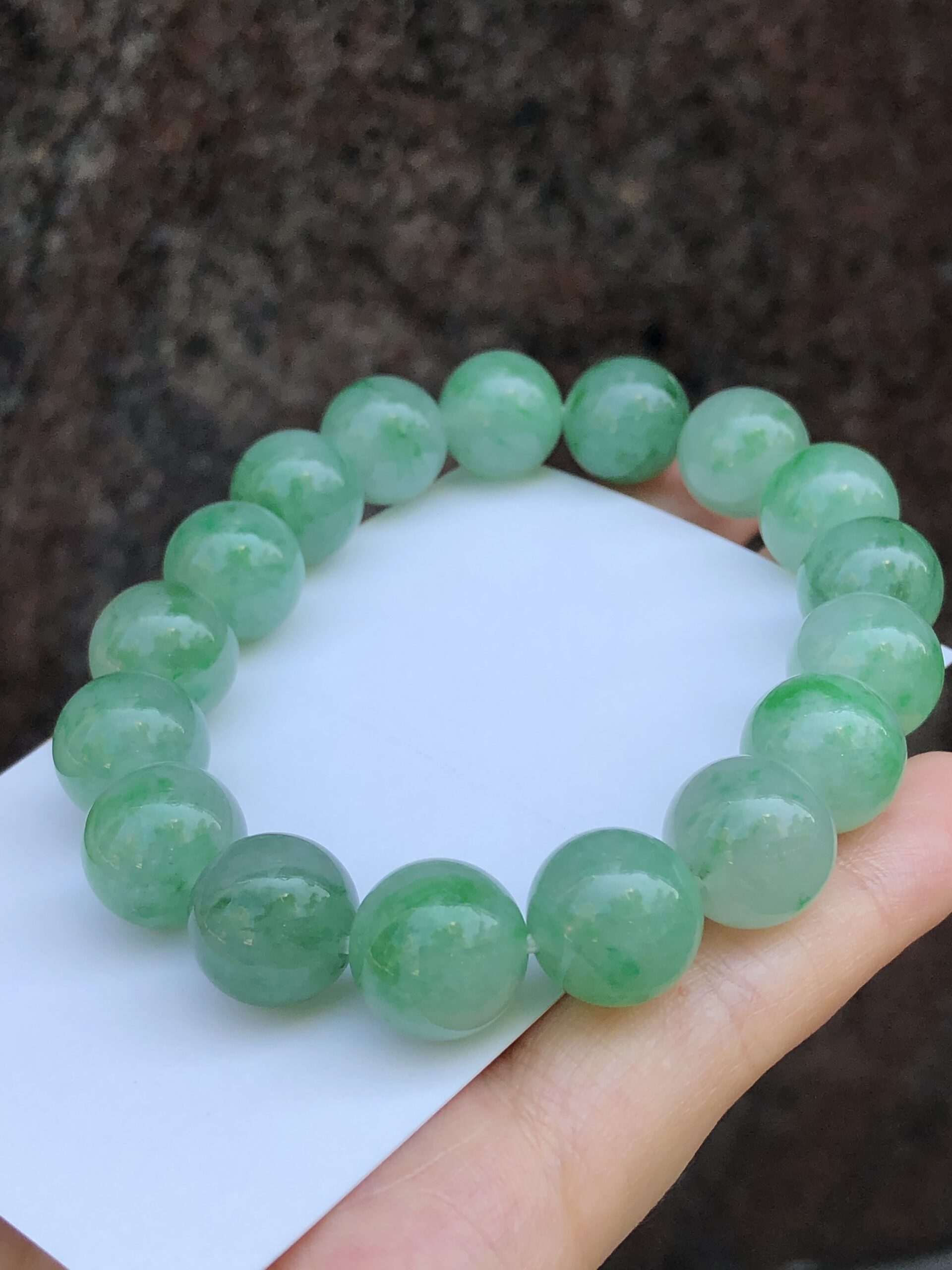 Icy Green Jadeite Beads Bracelet
