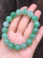 Icy Green Jadeite Beads Bracelet