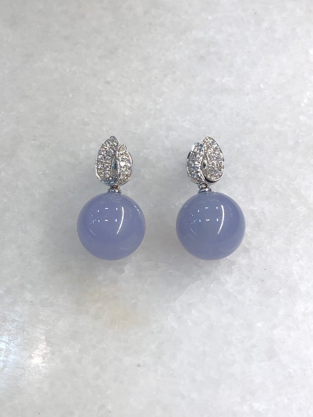 Lavender Jadeite Diamond Drop Earrings