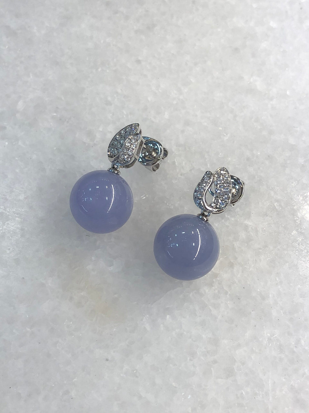 Lavender Jadeite Diamond Drop Earrings