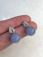 Lavender Jadeite Diamond Drop Earrings