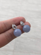 Lavender Jadeite Diamond Drop Earrings