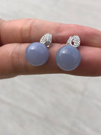 Lavender Jadeite Diamond Drop Earrings