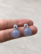 Lavender Jadeite Diamond Drop Earrings