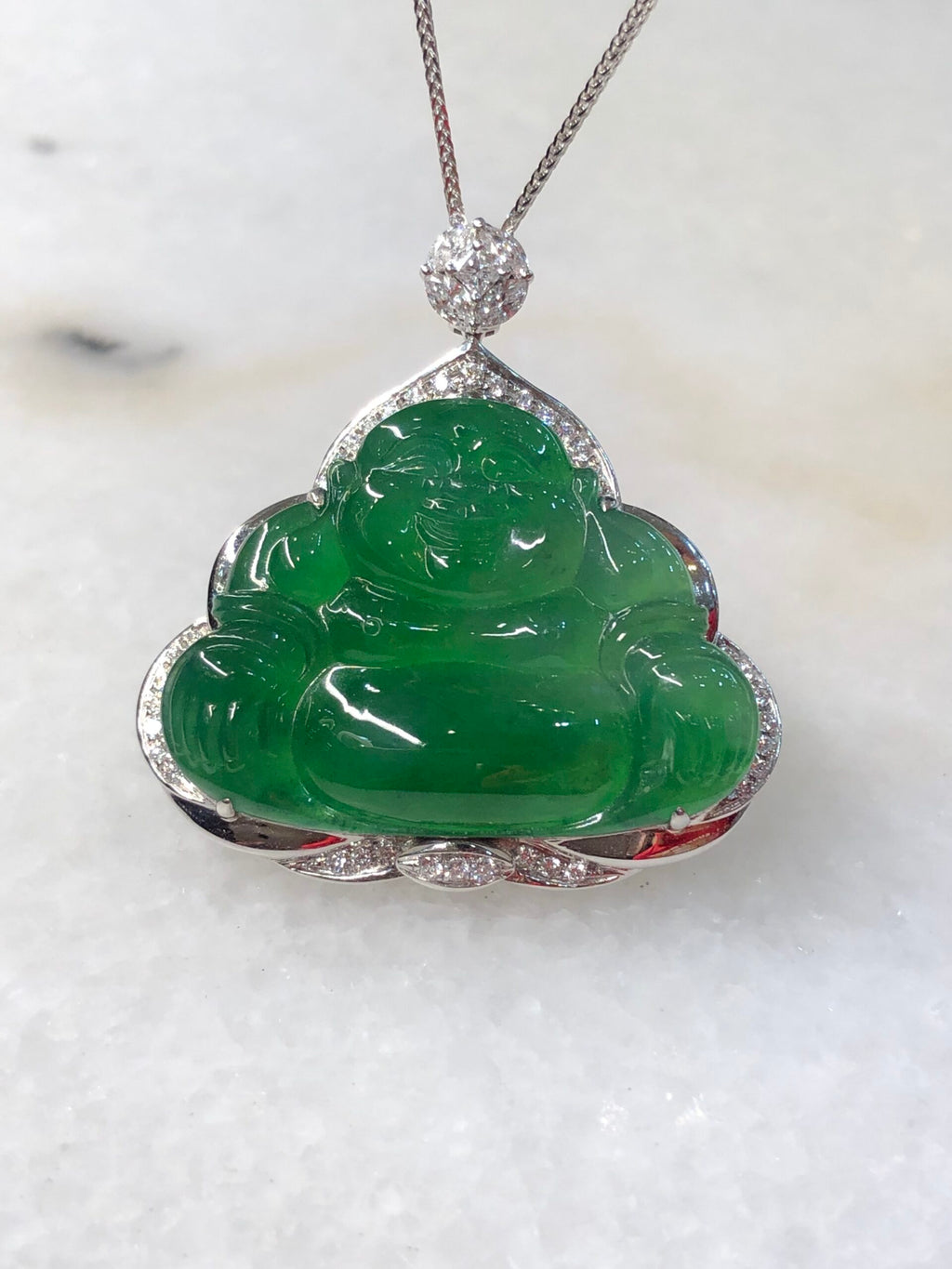 Icy Green Buddha Jadeite Pendant