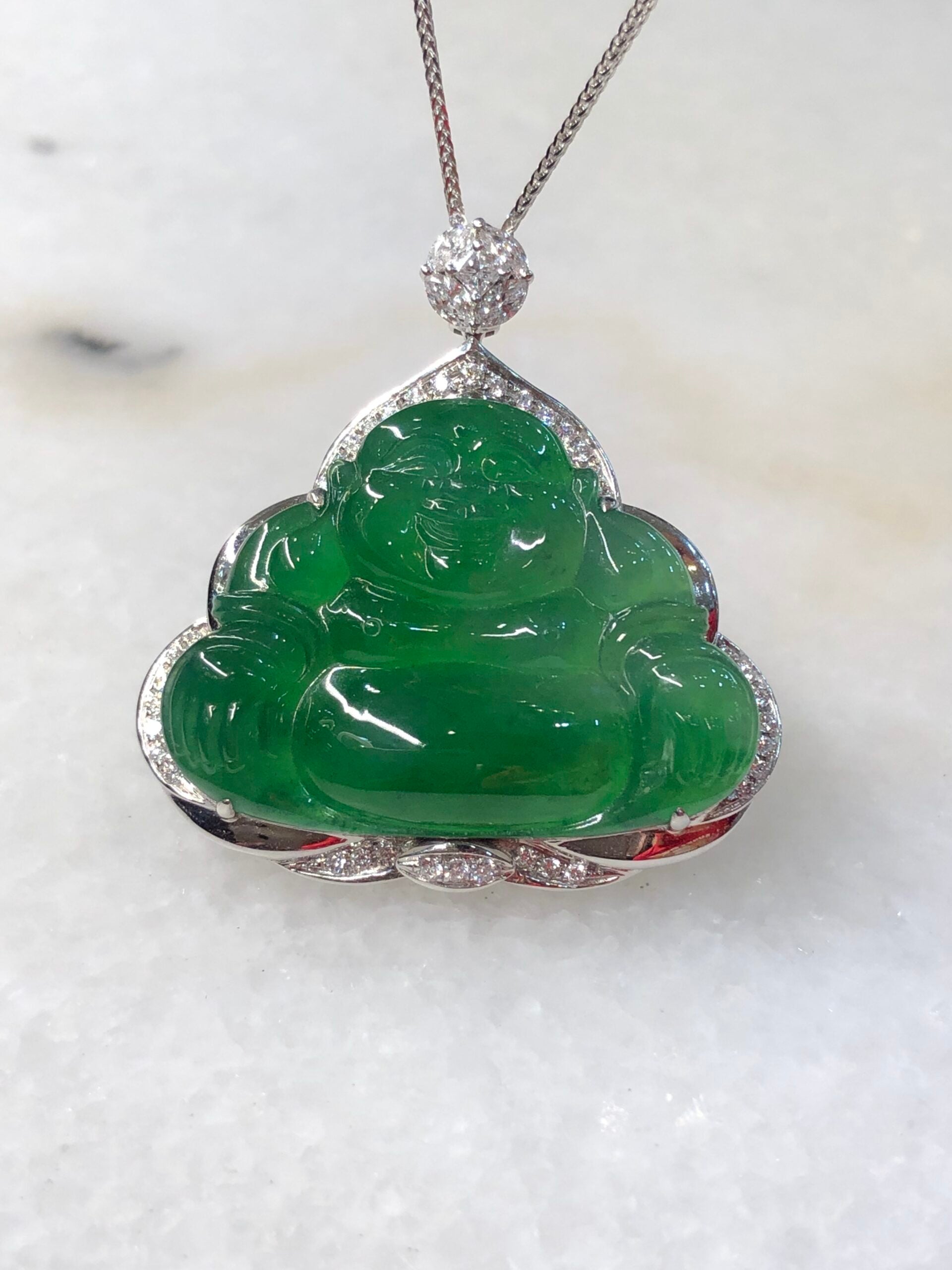 Icy Green Buddha Jadeite Pendant