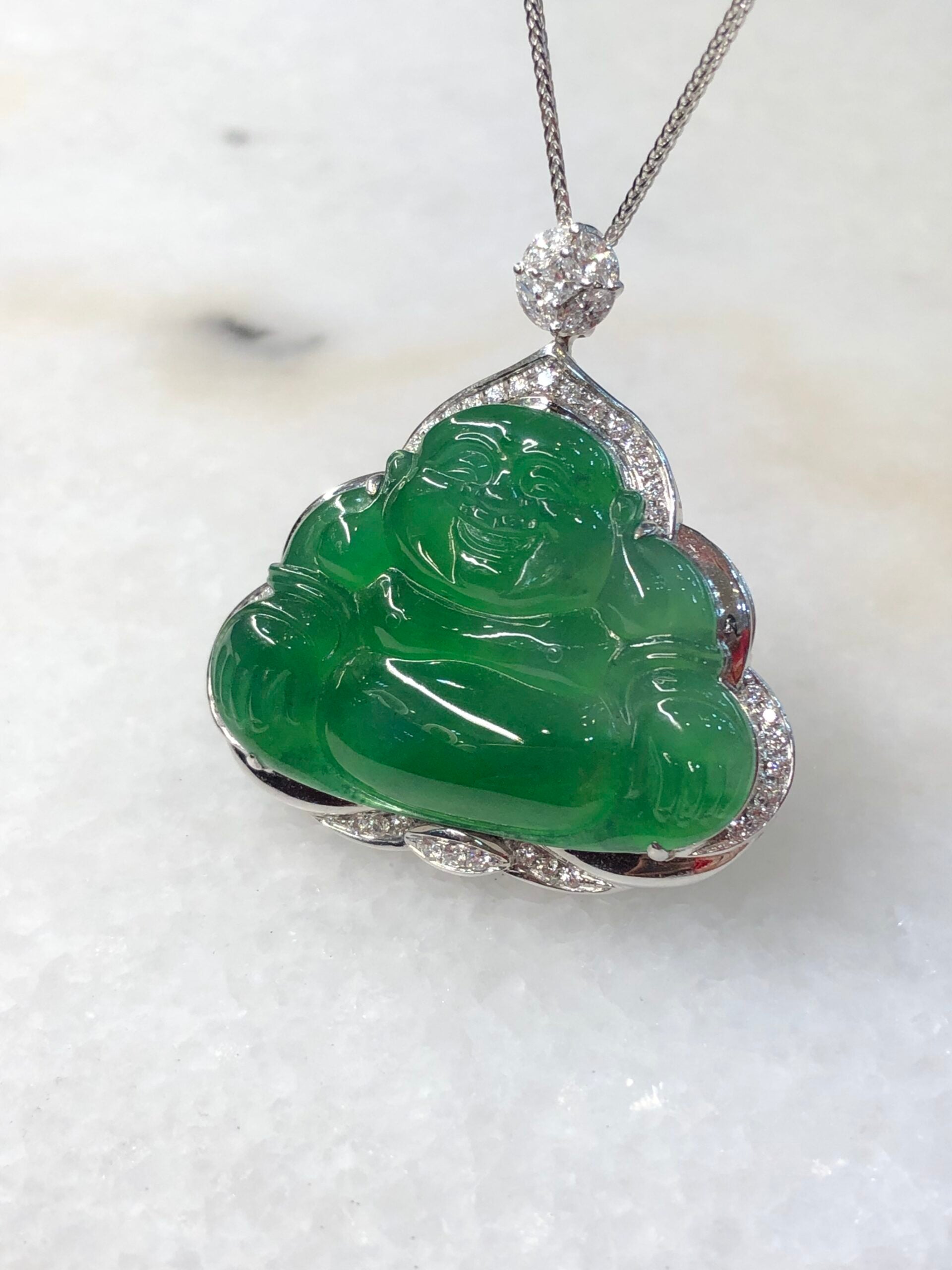 Icy Green Buddha Jadeite Pendant