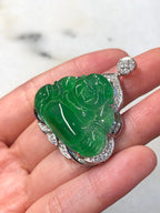 Icy Green Buddha Jadeite Pendant