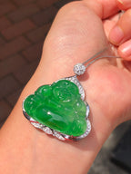 Icy Green Buddha Jadeite Pendant