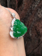 Icy Green Buddha Jadeite Pendant