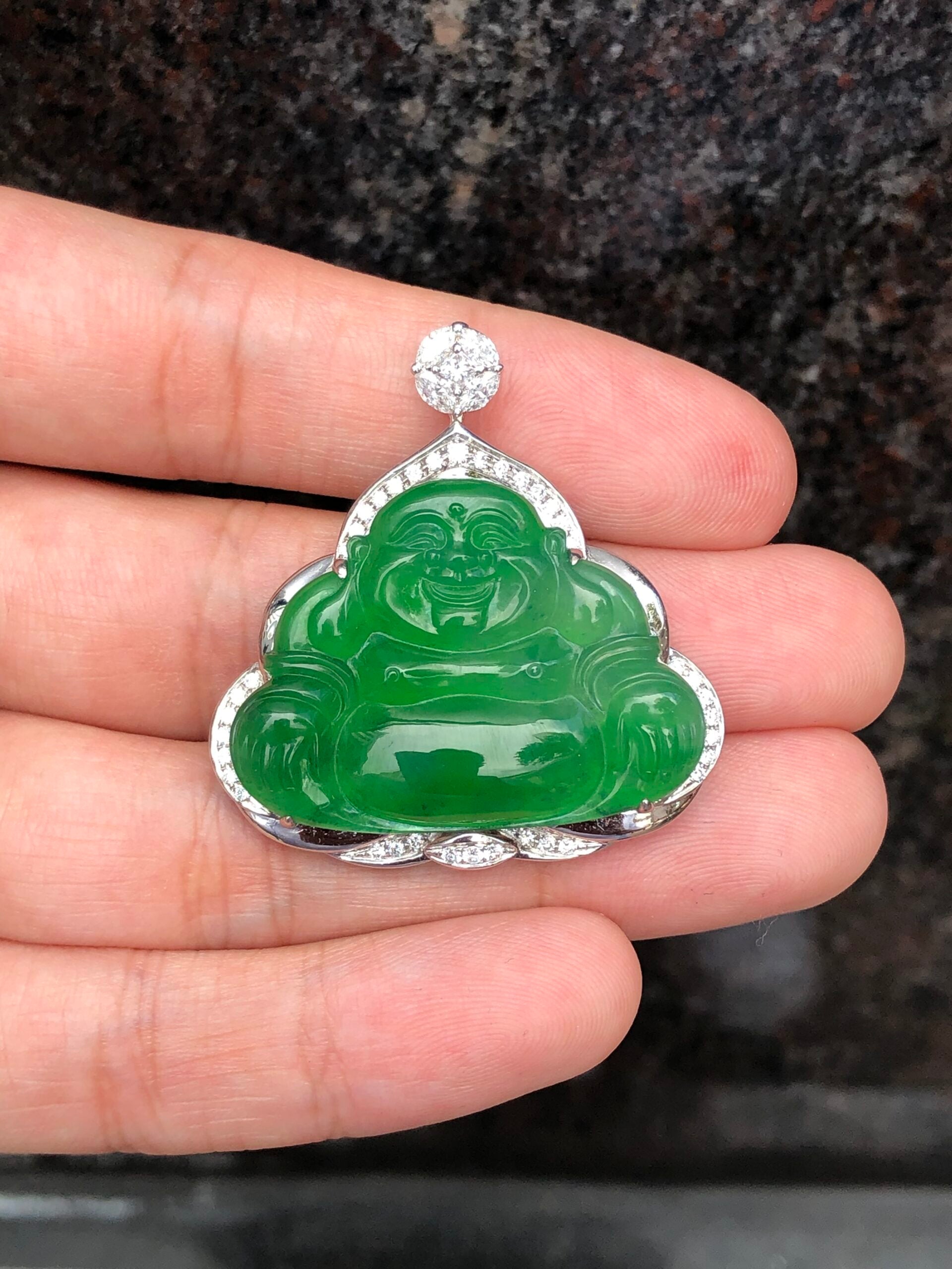 Icy Green Buddha Jadeite Pendant
