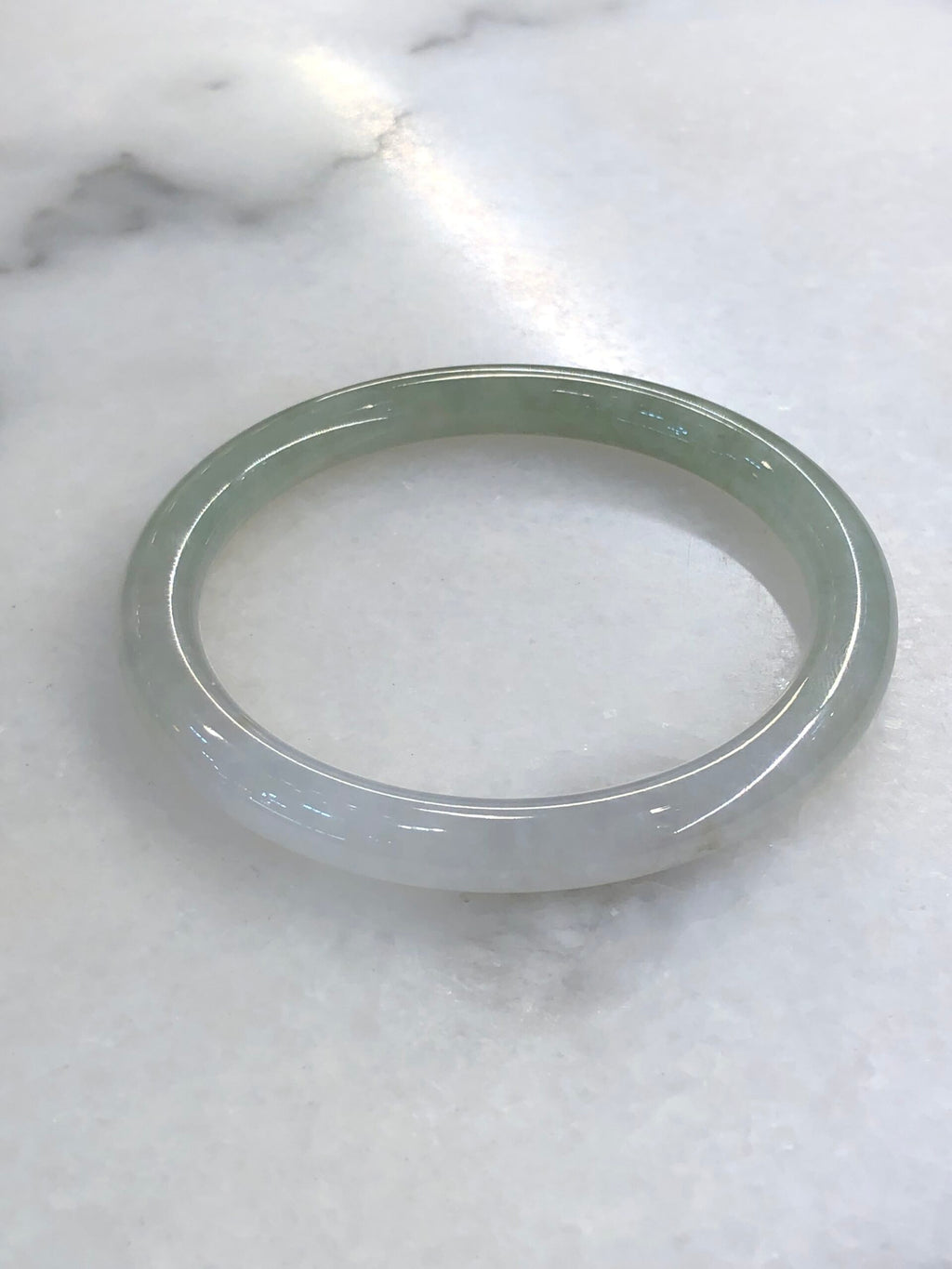 Icy White with Green Jade Bangle