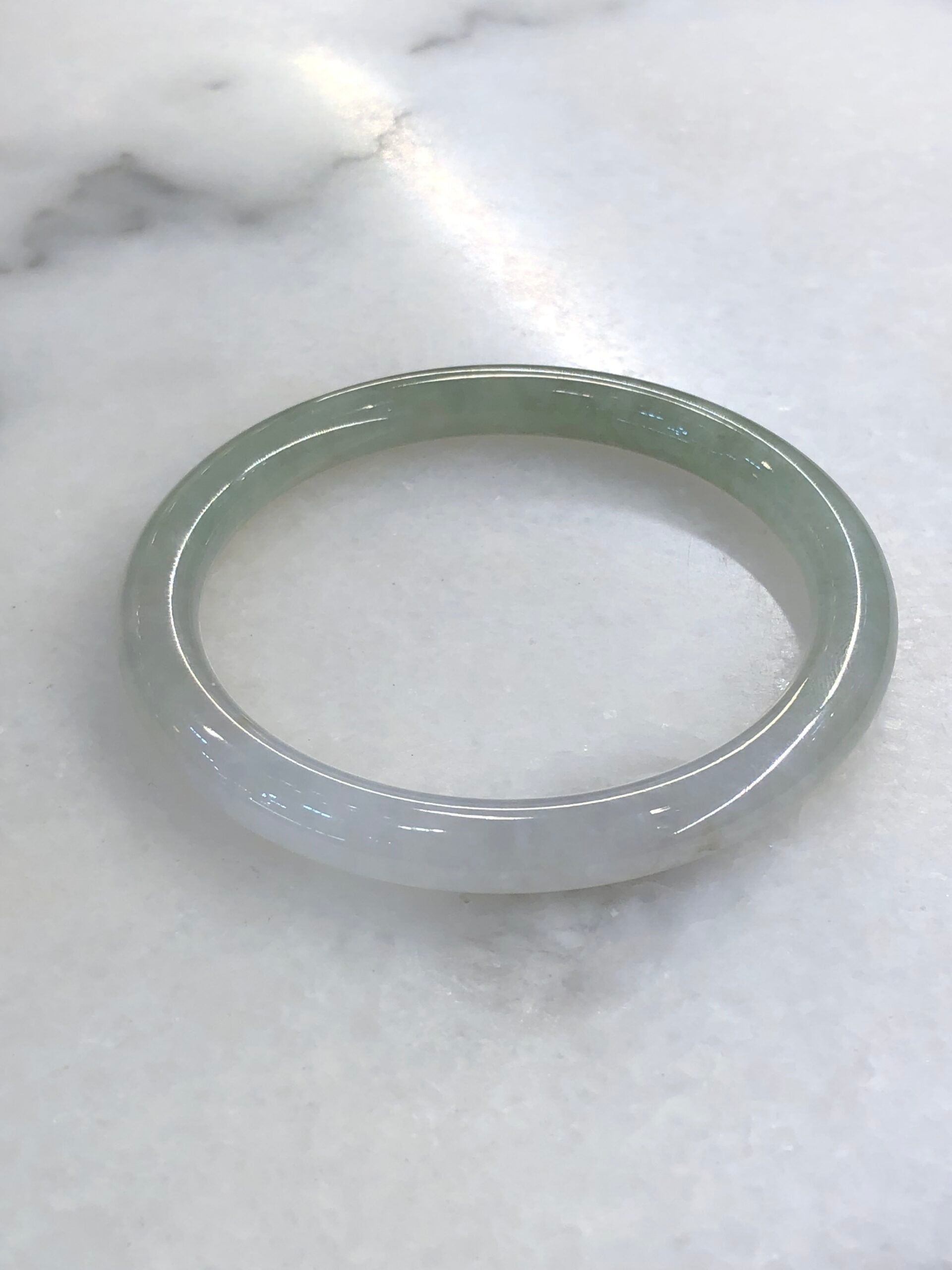 Icy White with Green Jade Bangle