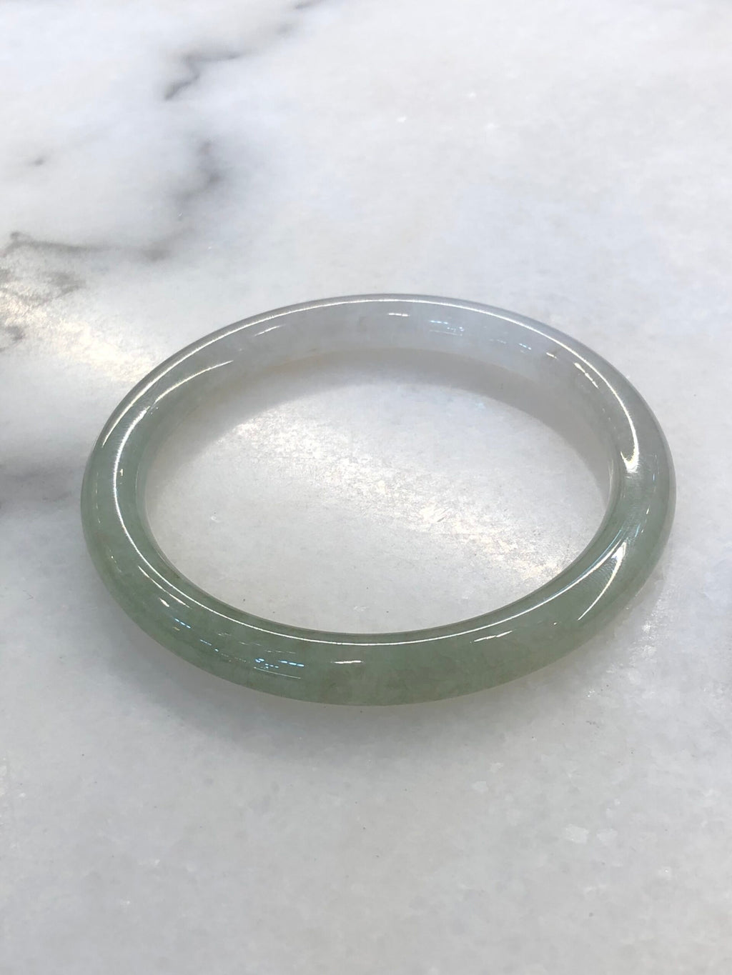 Icy White with Green Jade Bangle