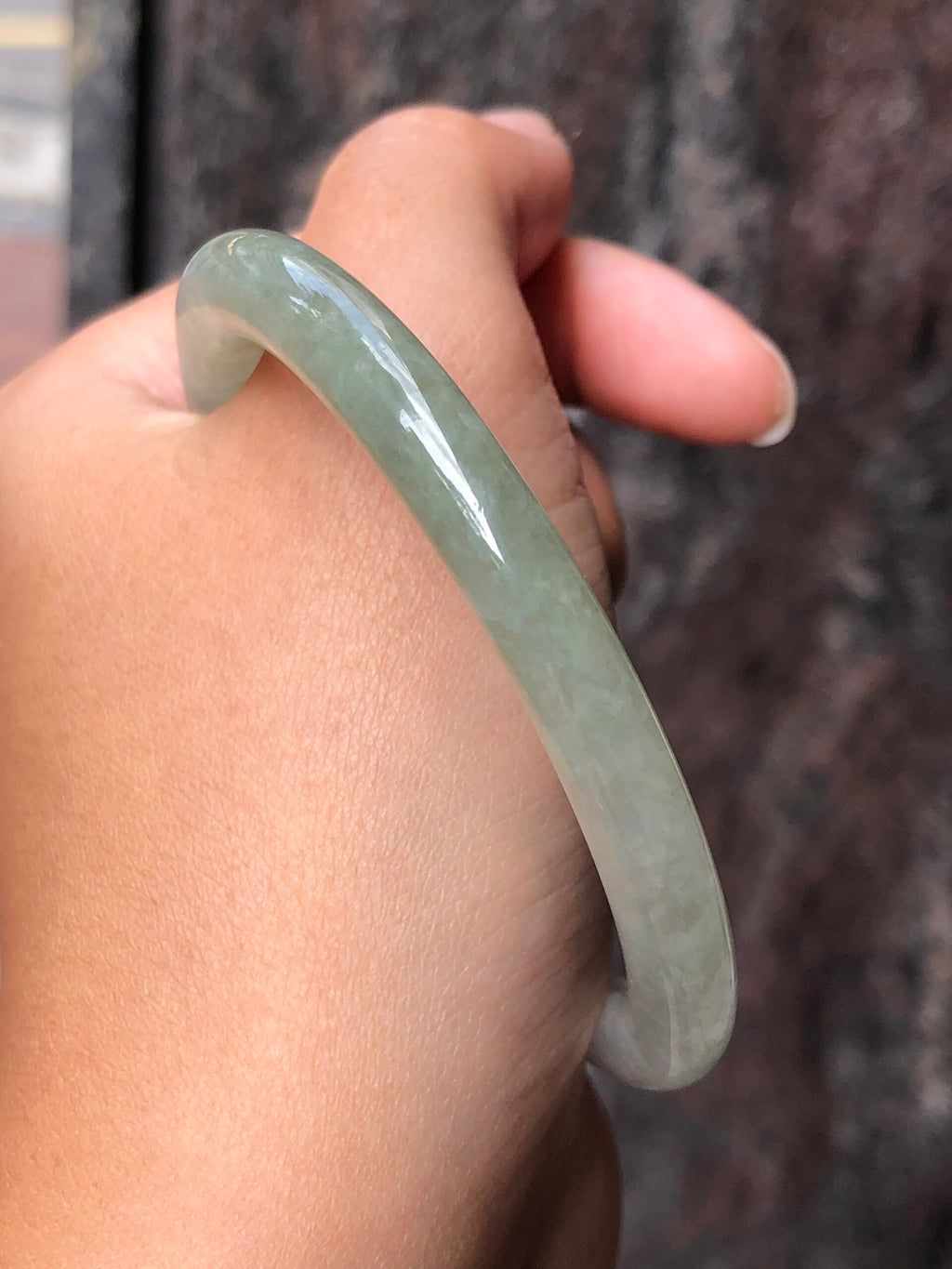 Icy White with Green Jade Bangle