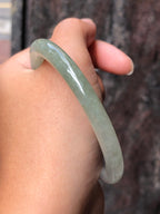 Icy White with Green Jade Bangle