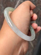 Icy White with Green Jade Bangle