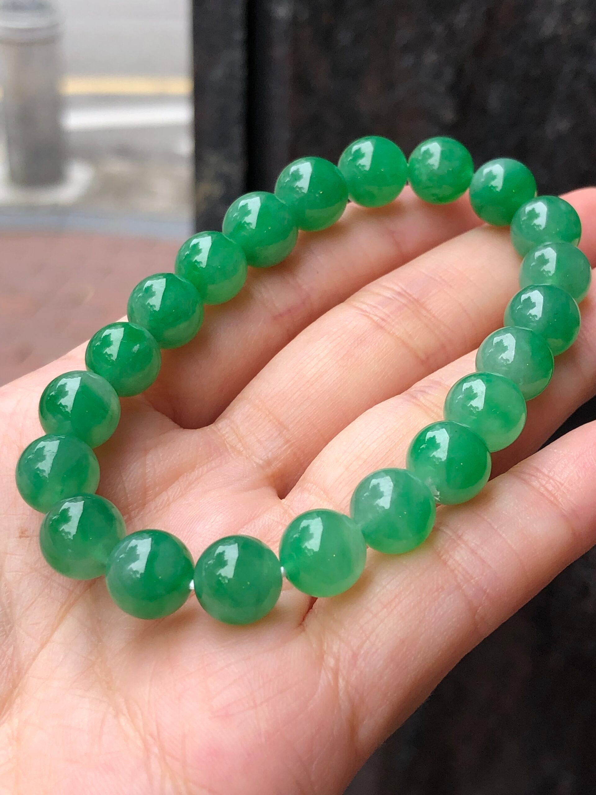 Icy Green Jade Beads Bracelet