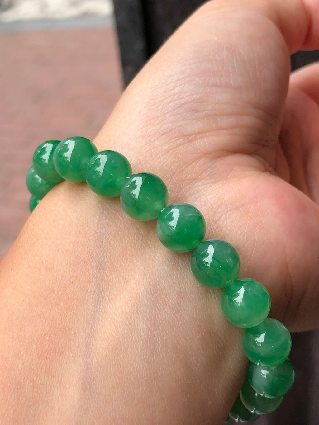 Icy Green Jade Beads Bracelet