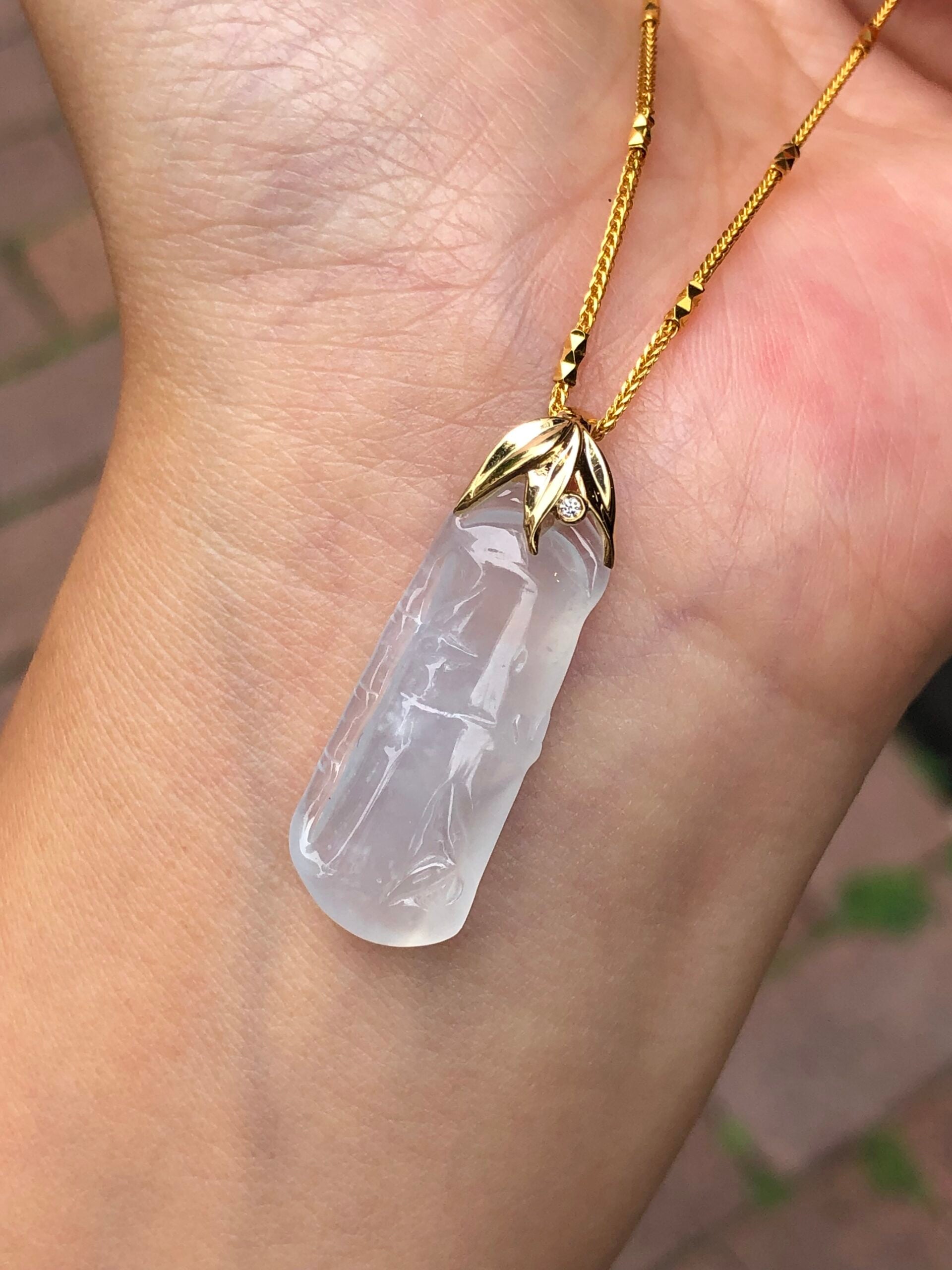 Icy Jade Bamboo Pendant