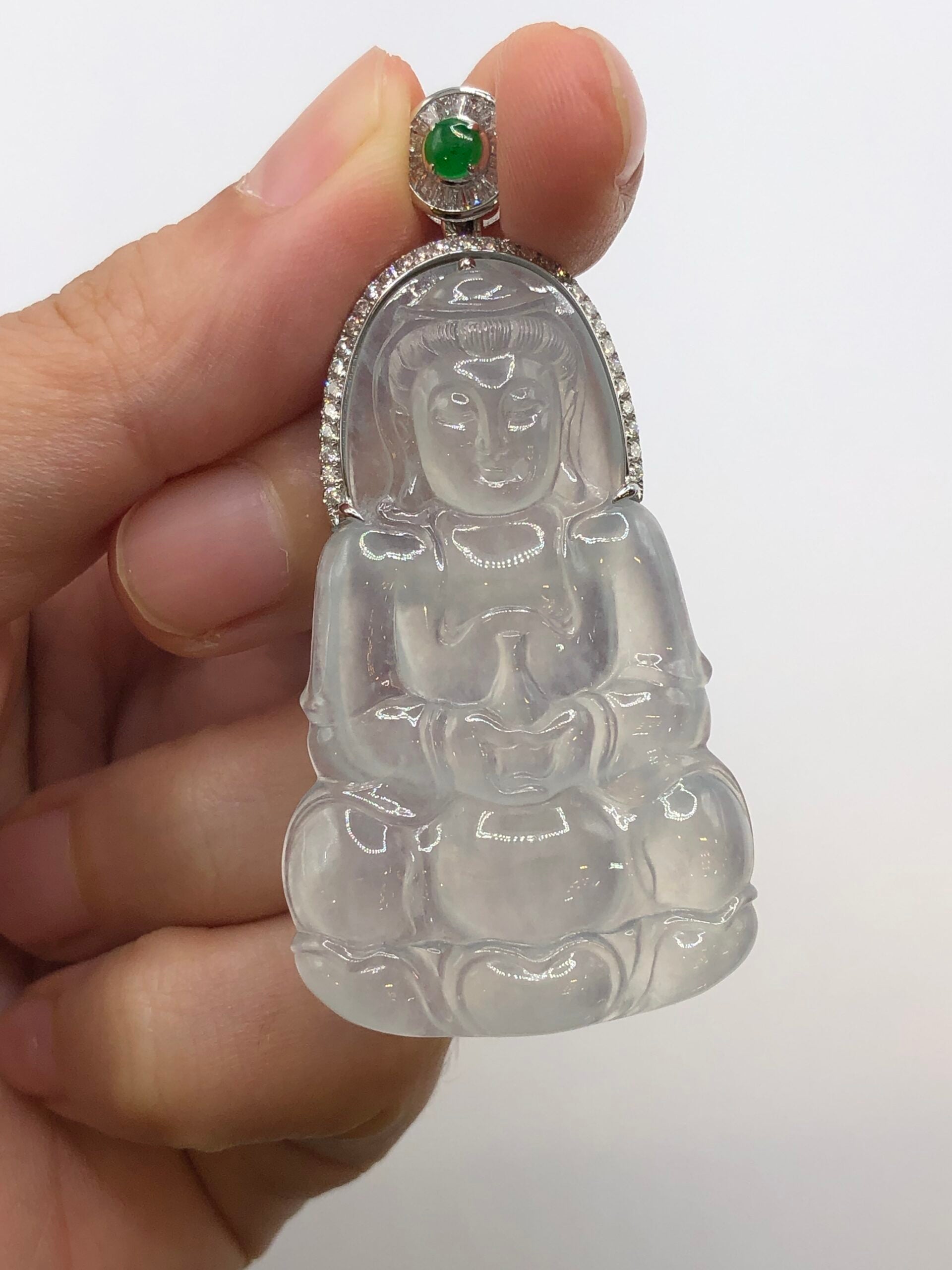 Icy Jade Guan Yin Pendant