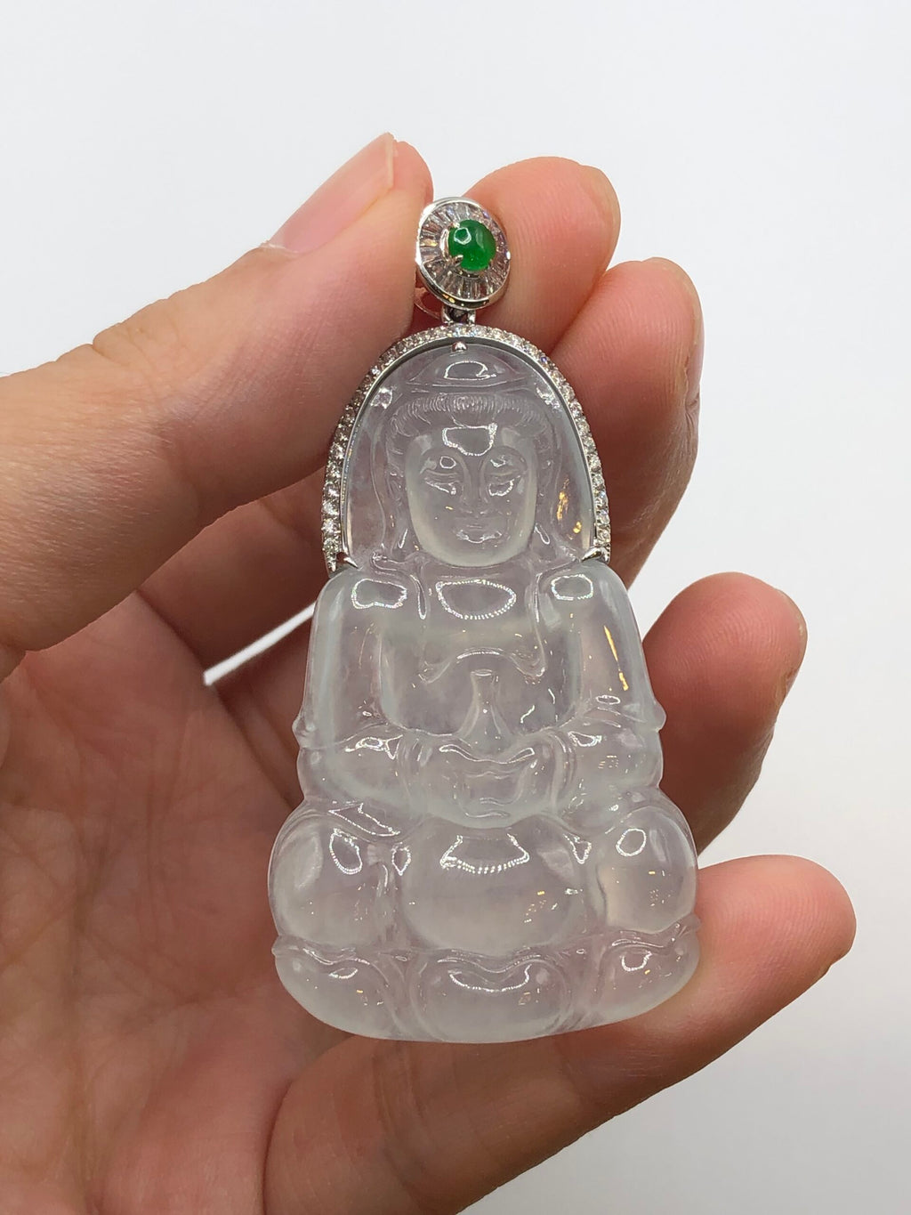 Icy Jade Guan Yin Pendant