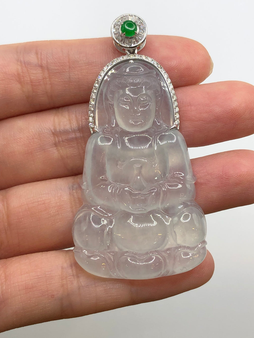 Icy Jade Guan Yin Pendant