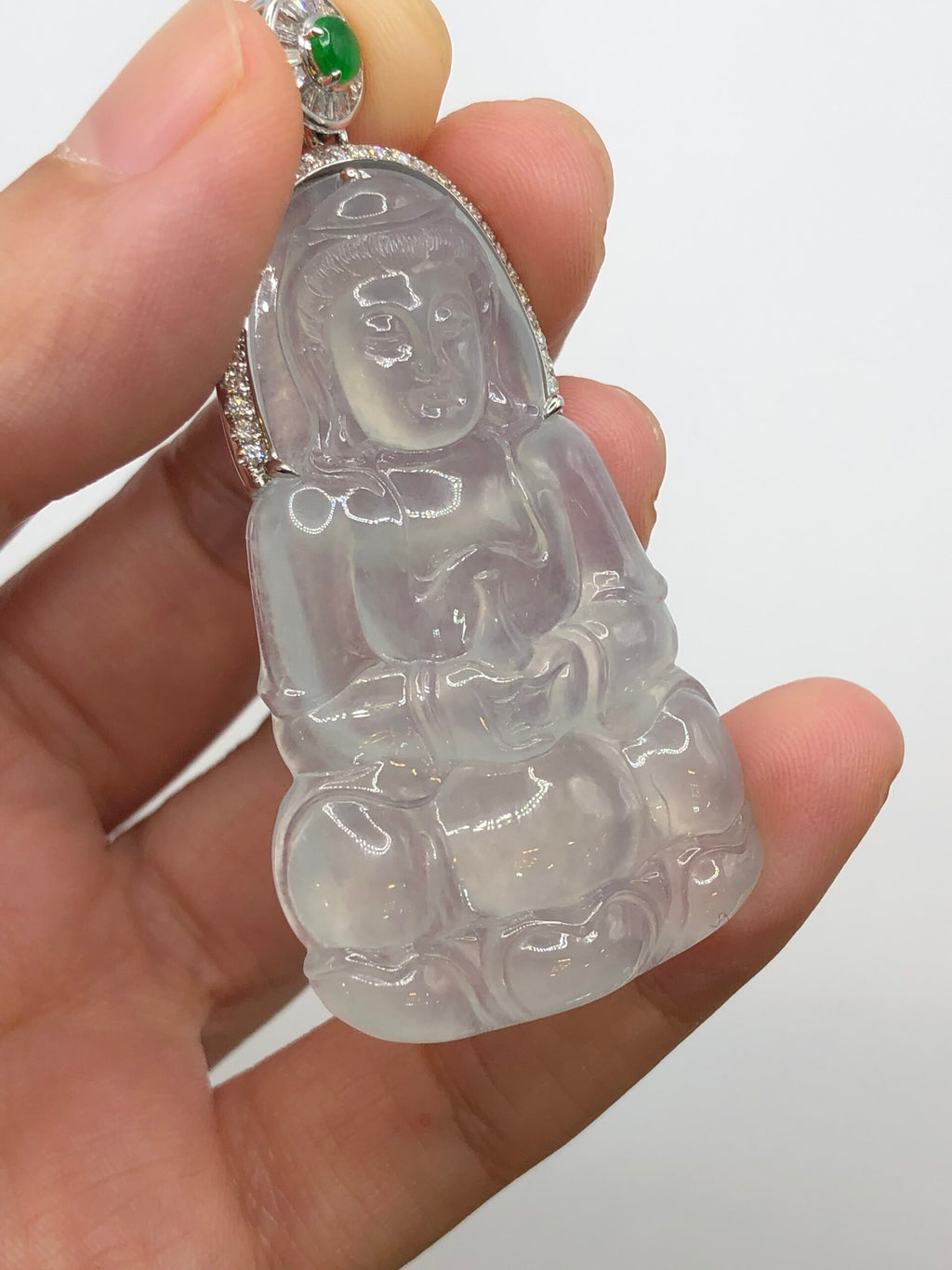 Icy Jade Guan Yin Pendant