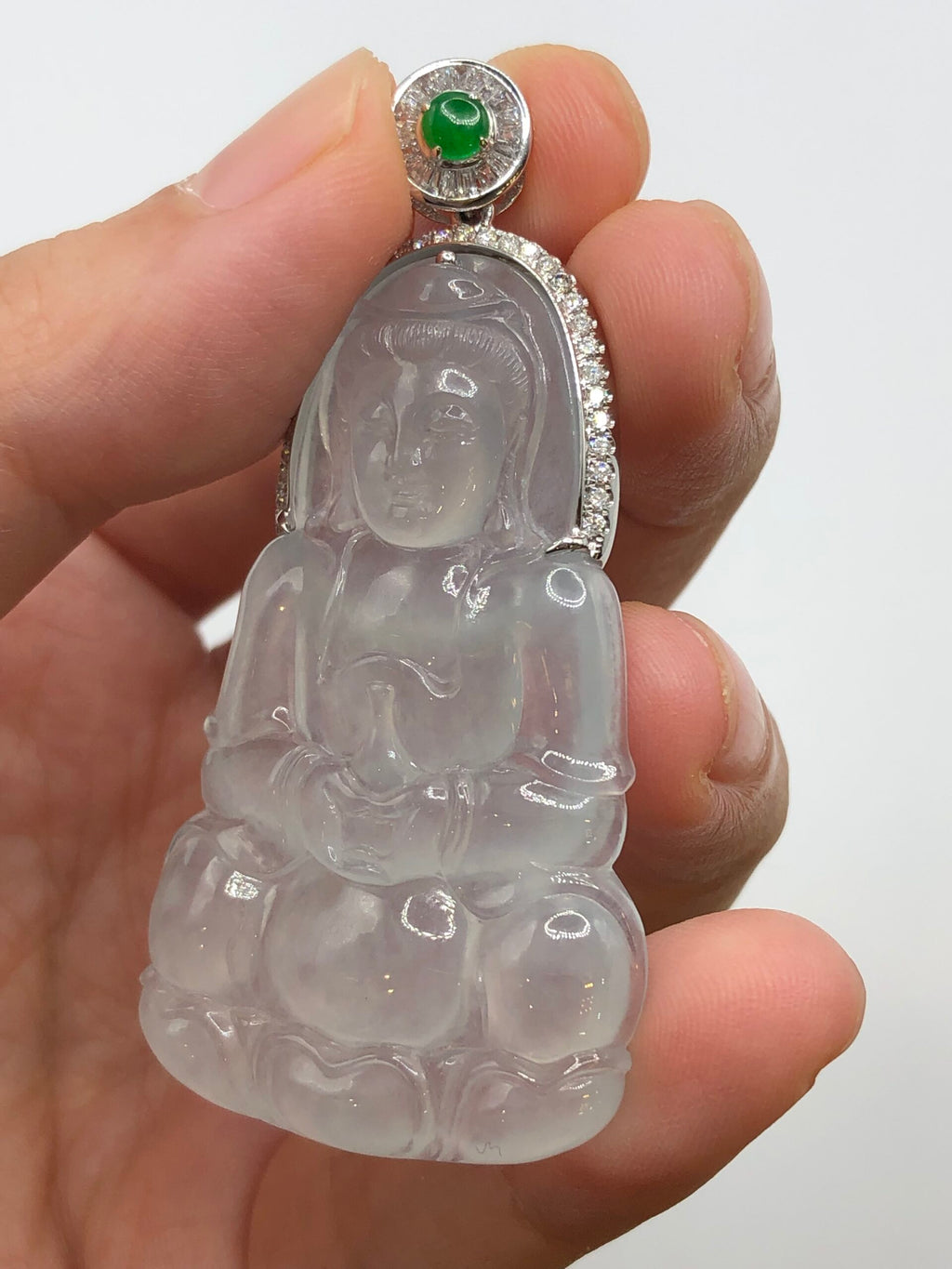 Icy Jade Guan Yin Pendant