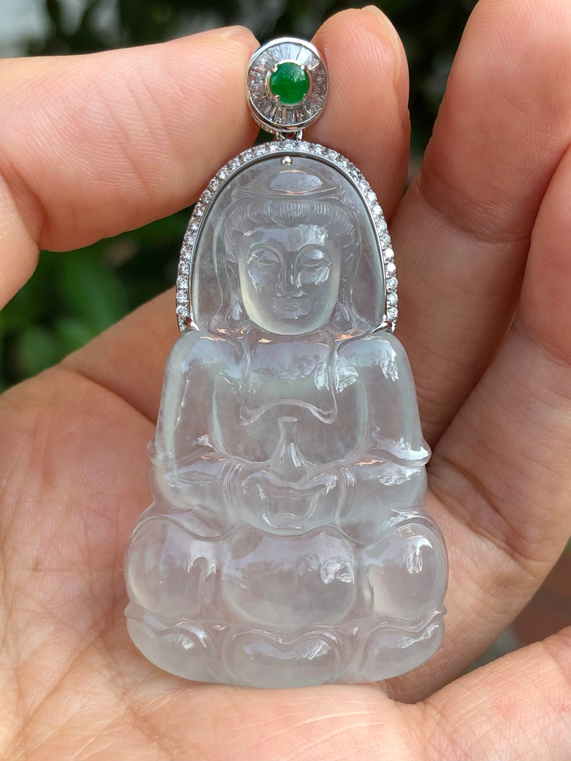 Icy Jade Guan Yin Pendant