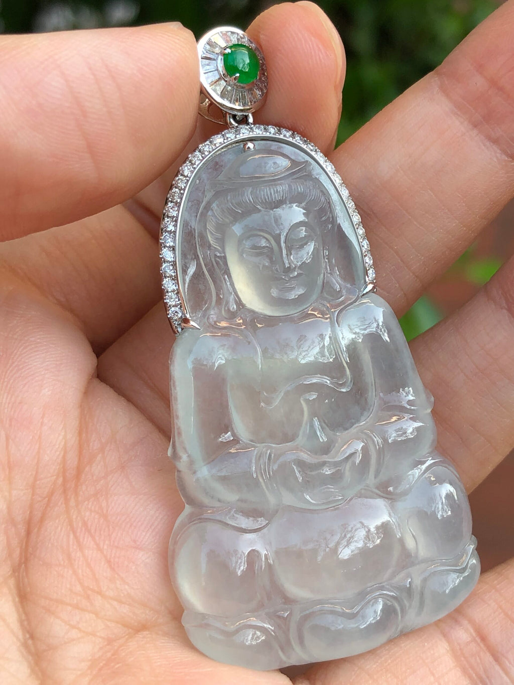 Icy Jade Guan Yin Pendant