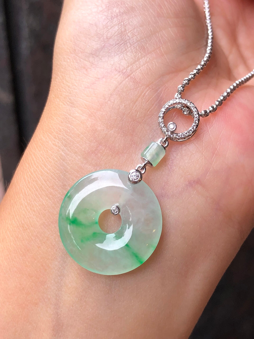 Icy Green Jade Safety Coin Earrings
