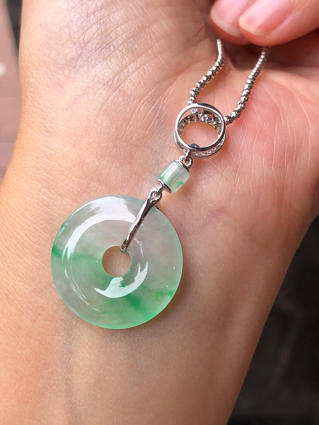 Icy Green Jade Safety Coin Earrings