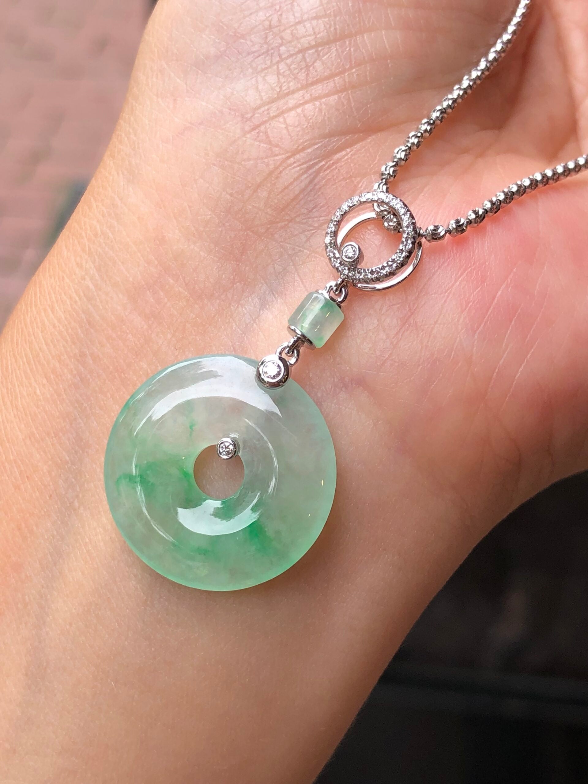 Icy Green Jade Safety Coin Earrings