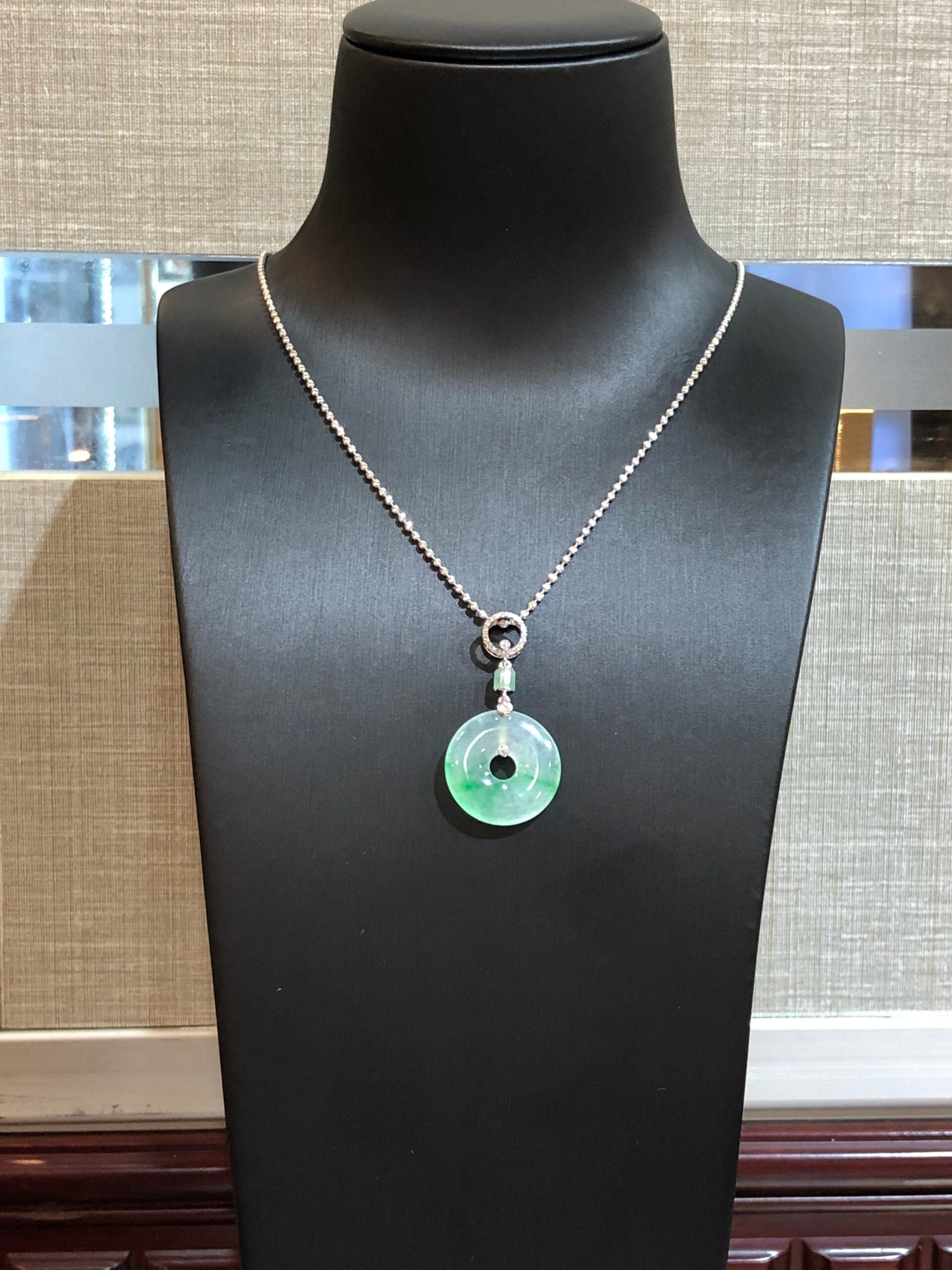 Icy Green Jade Safety Coin Earrings