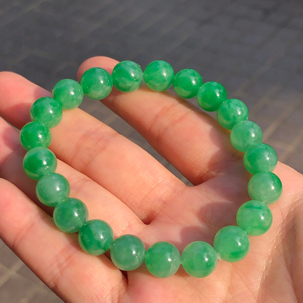 Icy Green Jade Beads Bracelet