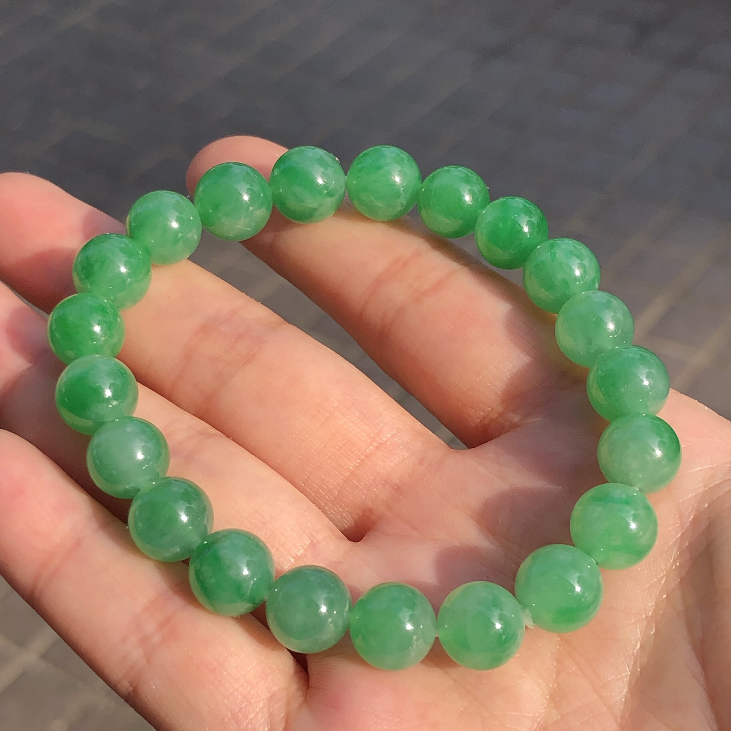 Icy Green Jade Beads Bracelet