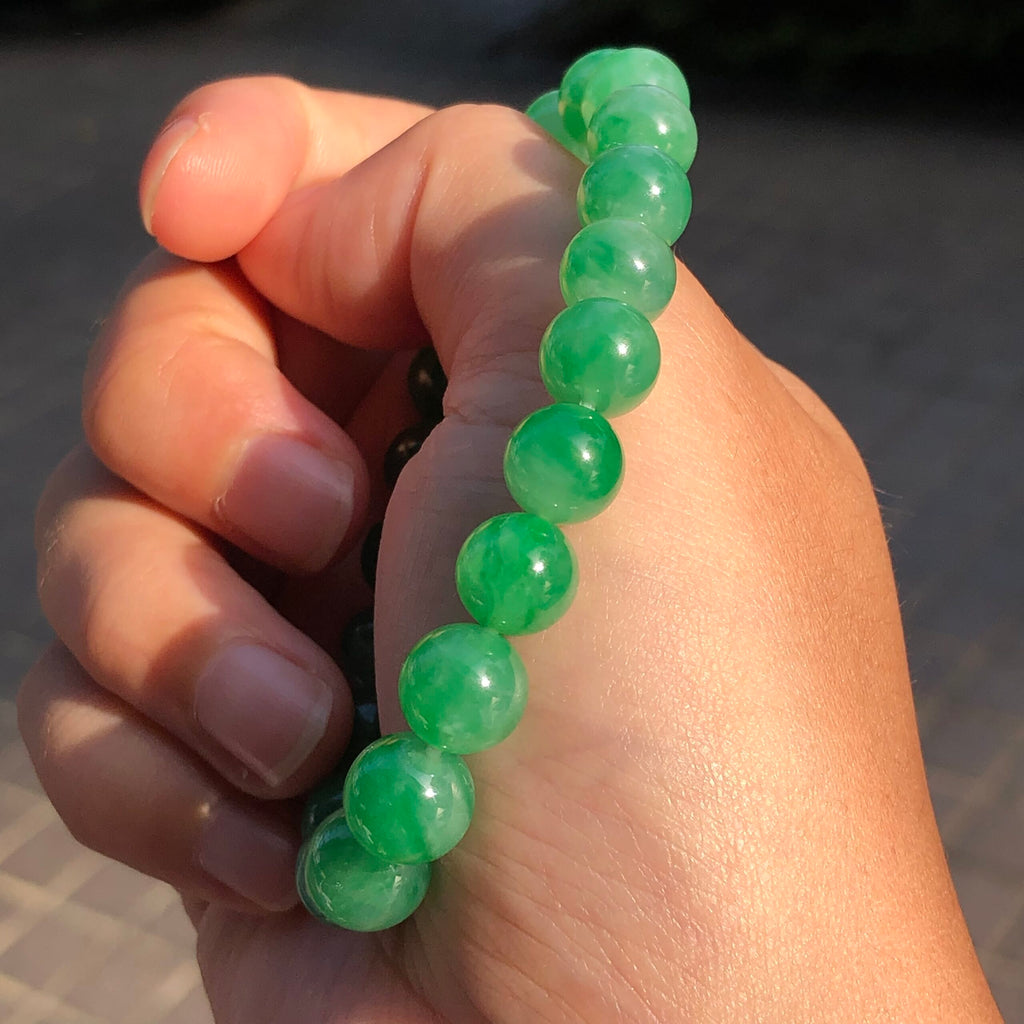 Icy Green Jade Beads Bracelet