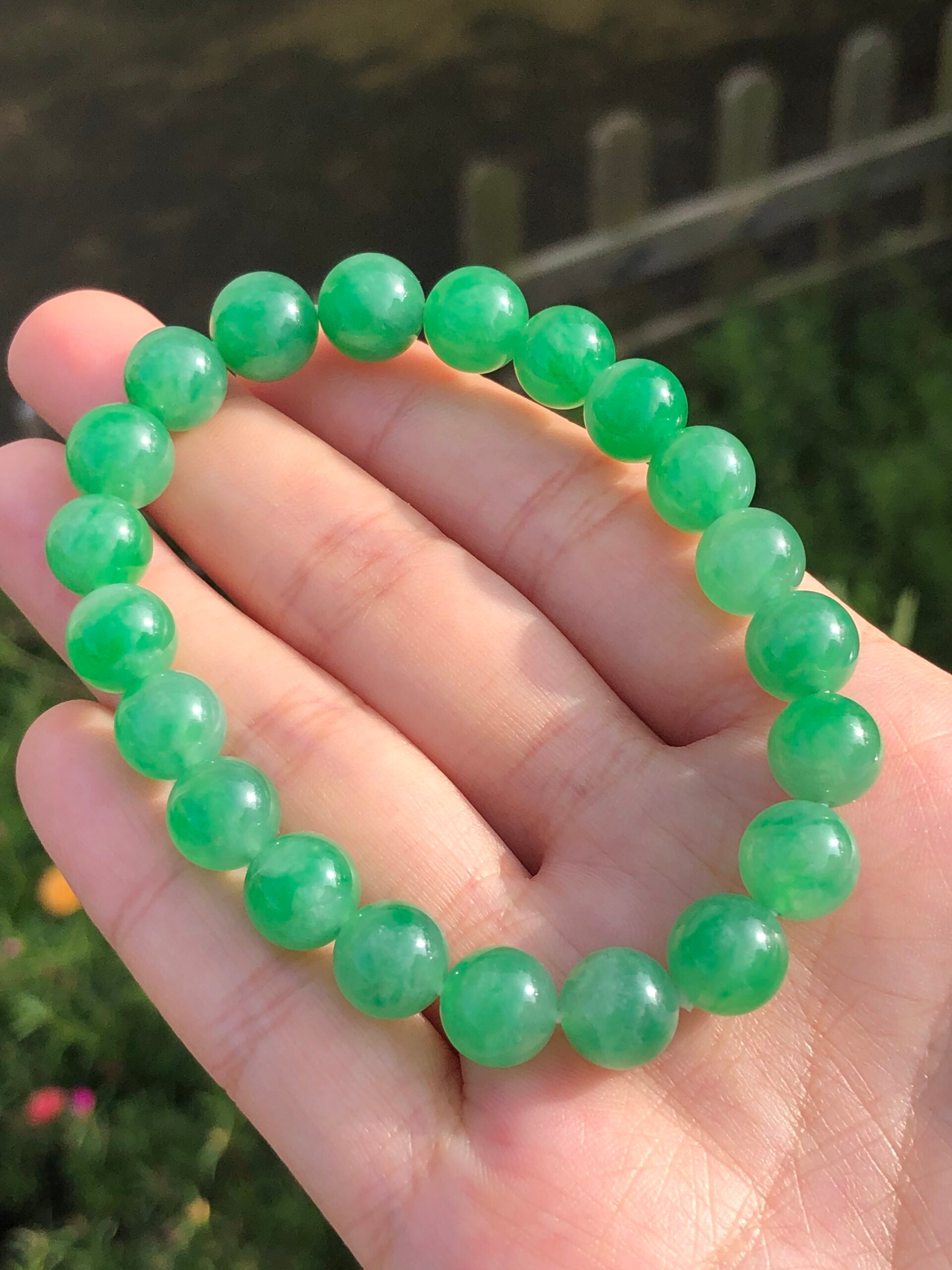 Icy Green Jade Beads Bracelet